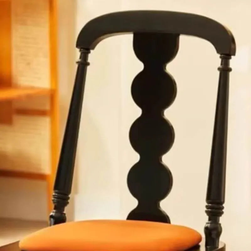 Modern Wood Side Chair with Wavy Slat Back & Upholstered Seat