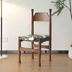 Modern Wood Side Chair with Wavy Slat Back & Upholstered Seat