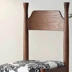 Modern Wood Side Chair with Wavy Slat Back & Upholstered Seat