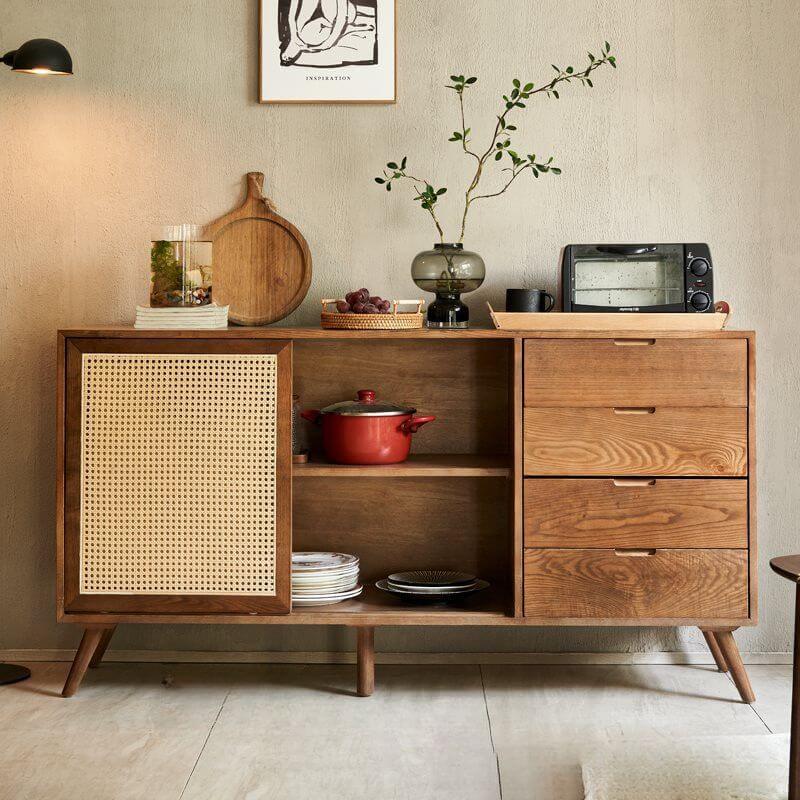 Modern Wood Sideboard/Credenza with Unique Woven Doors