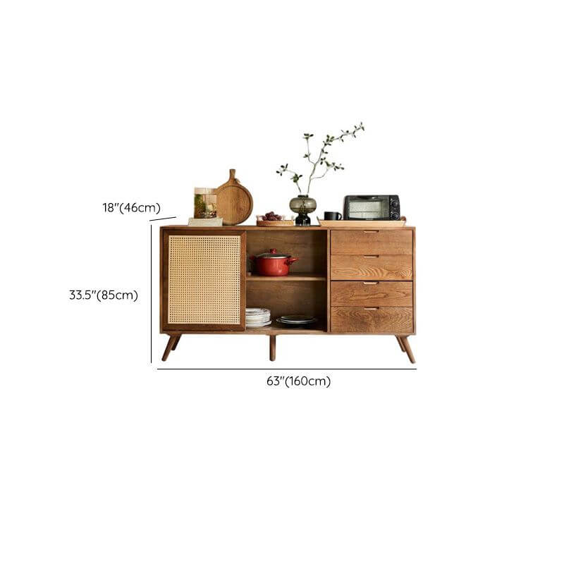Modern Wood Sideboard/Credenza with Unique Woven Doors Dimensions