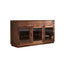 Modern Wood Sideboard with Glass Cabinet Doors and Drawer Storage