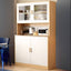 Modern Wood Sideboard with Glass Door Cabinets and Open Shelf