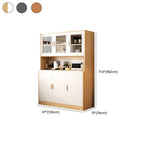 Modern Wood Sideboard with Glass Door Cabinets and Open Shelf Dimensions