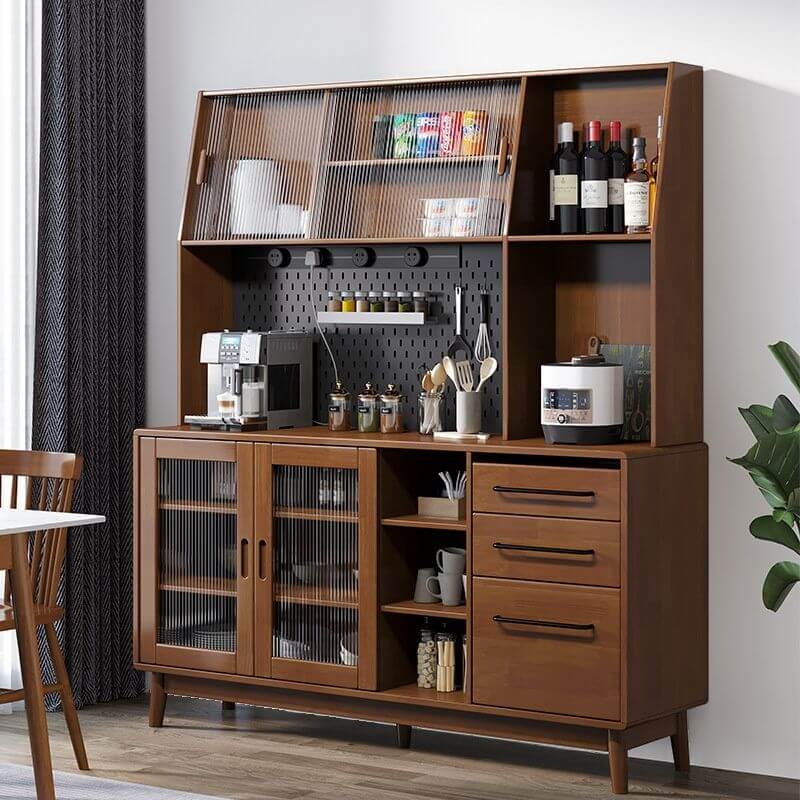 Modern Wood Sideboard with Open Shelving and Integrated Storage