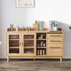 Modern Wood Sideboard with Open Shelving and Integrated Storage