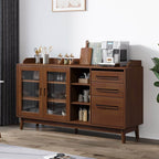 Modern Wood Sideboard with Open Shelving and Integrated Storage
