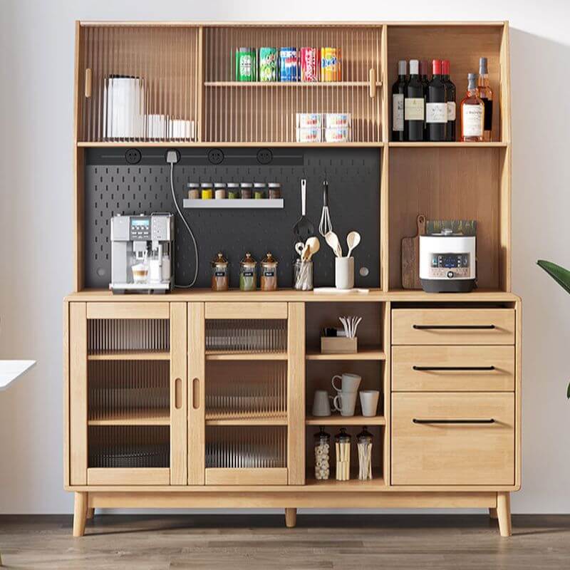 Modern Wood Sideboard with Open Shelving and Integrated Storage Main Product Image