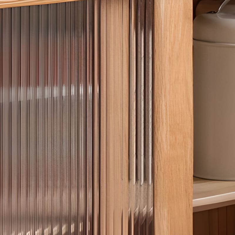 Modern Wood Sideboard with Shelves and Drawers in Walnut or Natural Finish