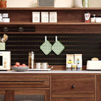 Modern Wood Sideboard with Stone Top and Fluted Glass Cabinets