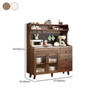 Modern Wood Sideboard with Stone Top and Fluted Glass Cabinets Dimensions