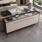 Modern Wood Sideboard with Stone Top in Gray Khaki and Walnut Finishes