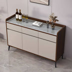 Modern Wood Sideboard with Stone Top in Gray Khaki and Walnut Finishes