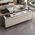 Modern Wood Sideboard with Stone Top in Gray Khaki and Walnut Finishes