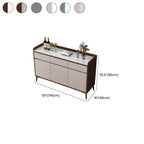 Modern Wood Sideboard with Stone Top in Gray Khaki and Walnut Finishes Dimensions