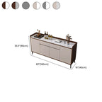 Modern Wood Sideboard with Stone Top in Gray Khaki and Walnut Finishes Dimensions