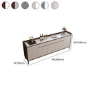 Modern Wood Sideboard with Stone Top in Gray Khaki and Walnut Finishes Dimensions