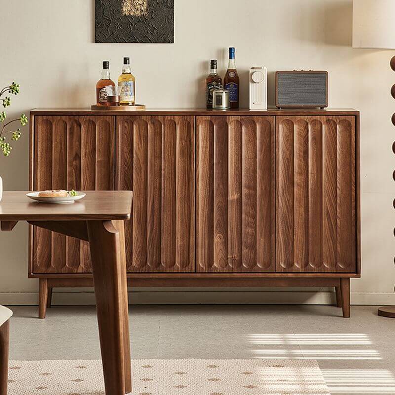Modern Wood Sideboard with Vertical Ribbed Cabinet Doors Secondary image