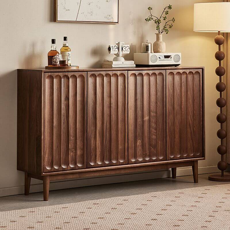 Modern Wood Sideboard with Vertical Ribbed Cabinet Doors Main Product Image Main image