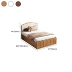 Modern Wood Storage Bed with Wave Design and Soft Upholstery Dimensions