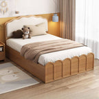 Modern Wood Storage Bed with Wave Design and Soft Upholstery Main Product Image