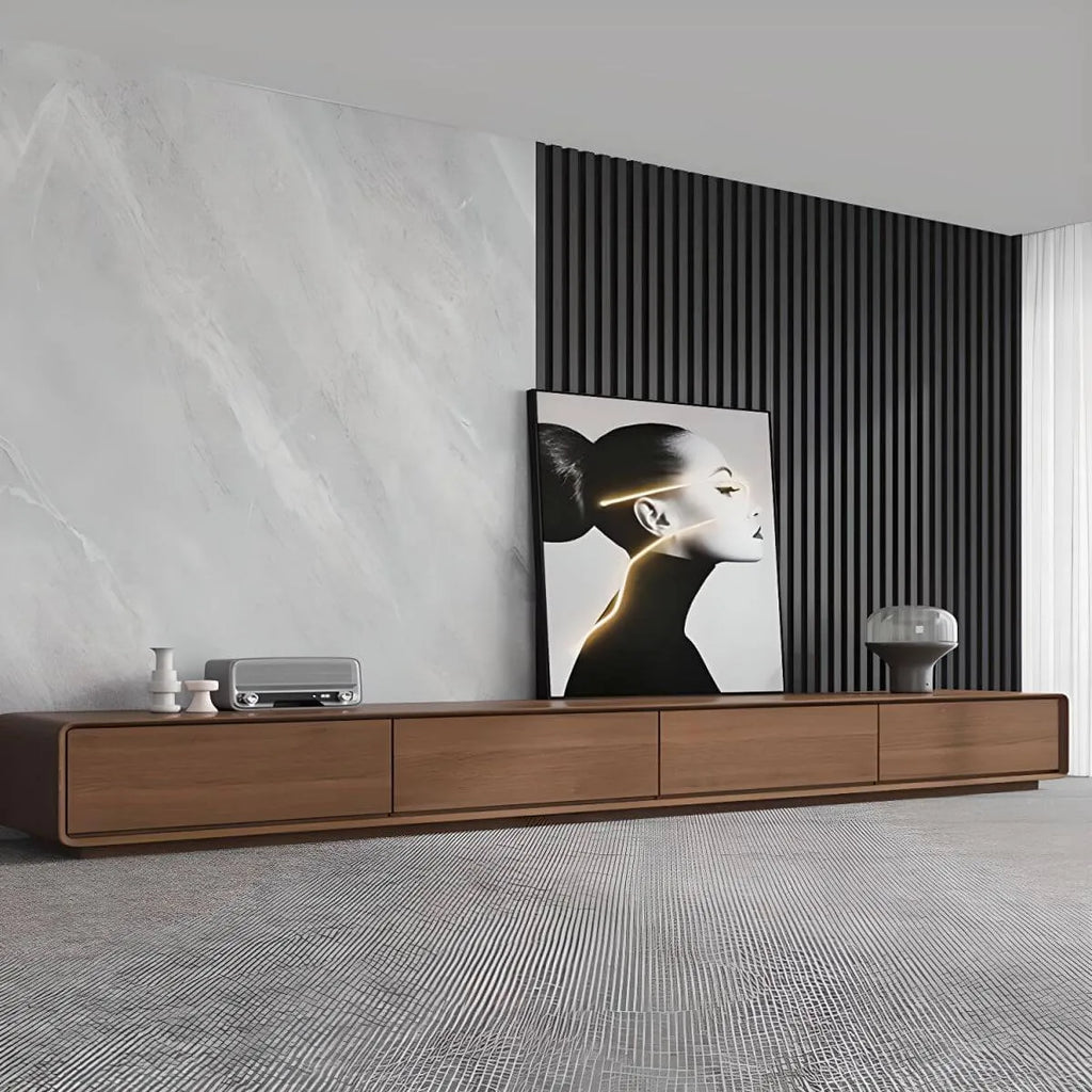 Modern Wood TV Stand with Drawers – Low Profile Media Console