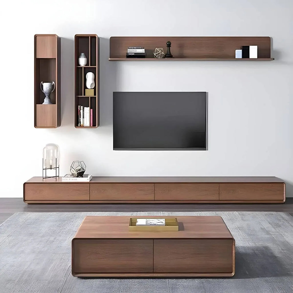 Modern Wood TV Stand with Drawers – Low Profile Media Console