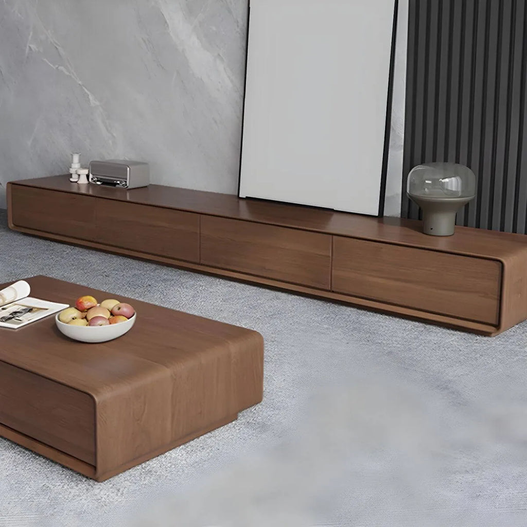 Modern Wood TV Stand with Drawers – Low Profile Media Console