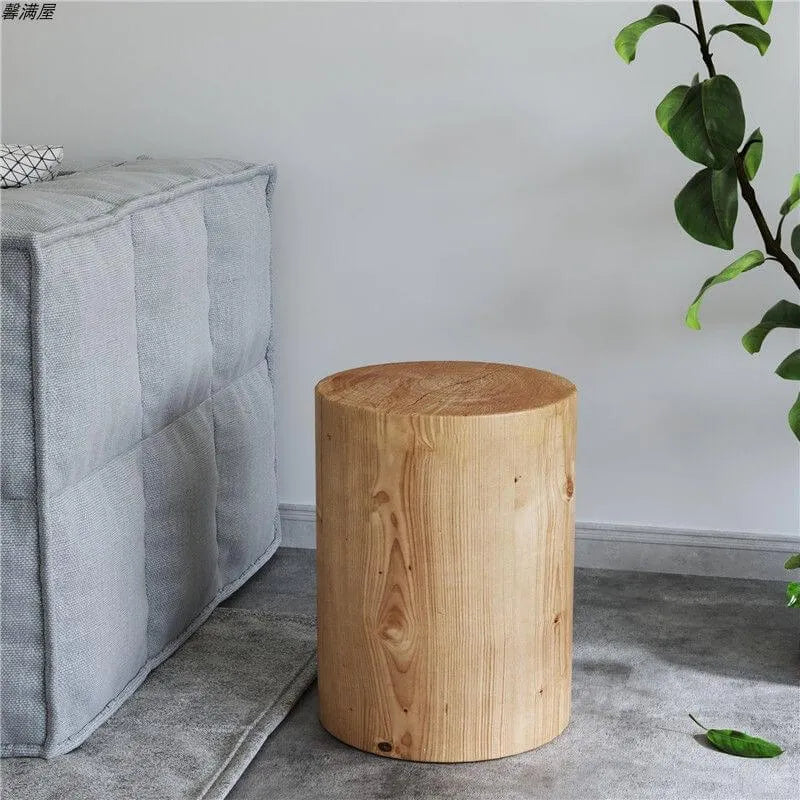 Modern Wood Utility Stools in Black & Natural – Solid Pine Accent Seating
