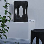 Modern Wood Utility Stools in Black & Natural – Solid Pine Accent Seating