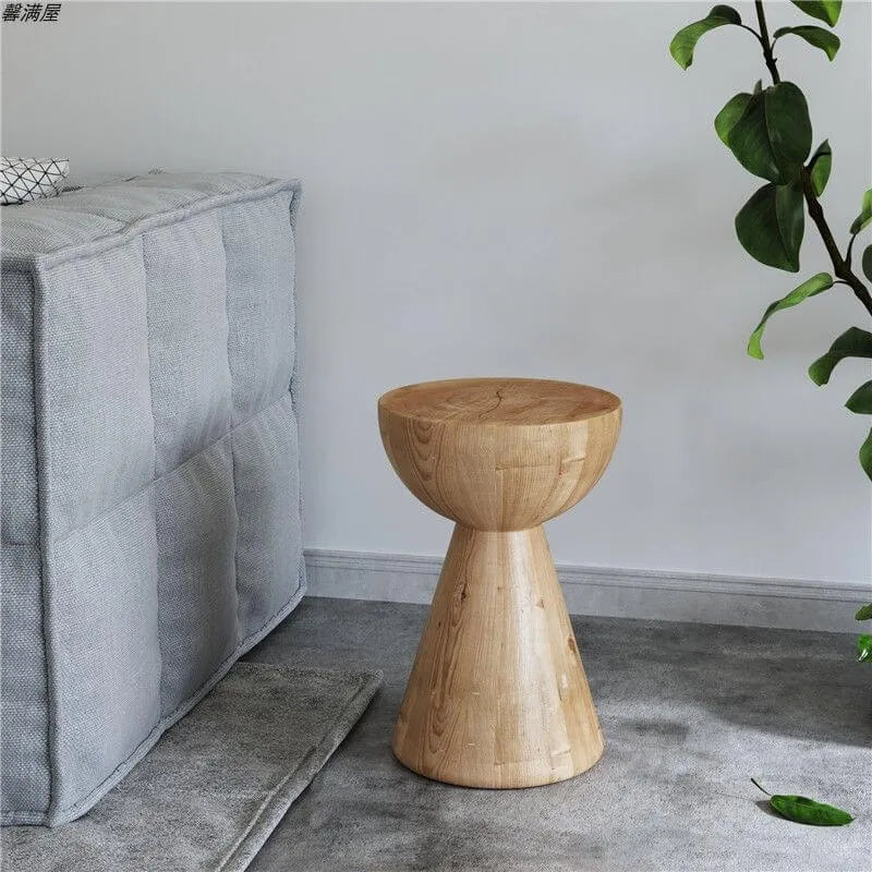 Modern Wood Utility Stools in Black & Natural – Solid Pine Accent Seating