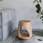 Modern Wood Utility Stools in Black & Natural – Solid Pine Accent Seating