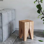 Modern Wood Utility Stools in Black & Natural – Solid Pine Accent Seating