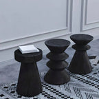 Modern Wood Utility Stools in Black & Natural – Solid Pine Accent Seating Main Product Image