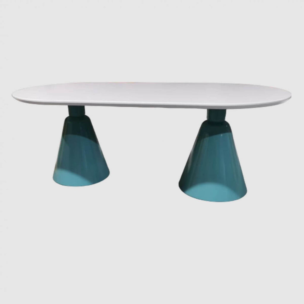 Modern Wood Writing Desk - White & Green Finish