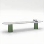 Modern Wood Writing Desk - White & Green Finish