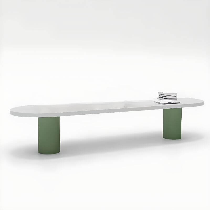 Modern Wood Writing Desk - White & Green Finish