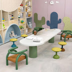 Modern Wood Writing Desk - White & Green Finish