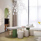 Modern Wood Writing Desk - White & Green Finish