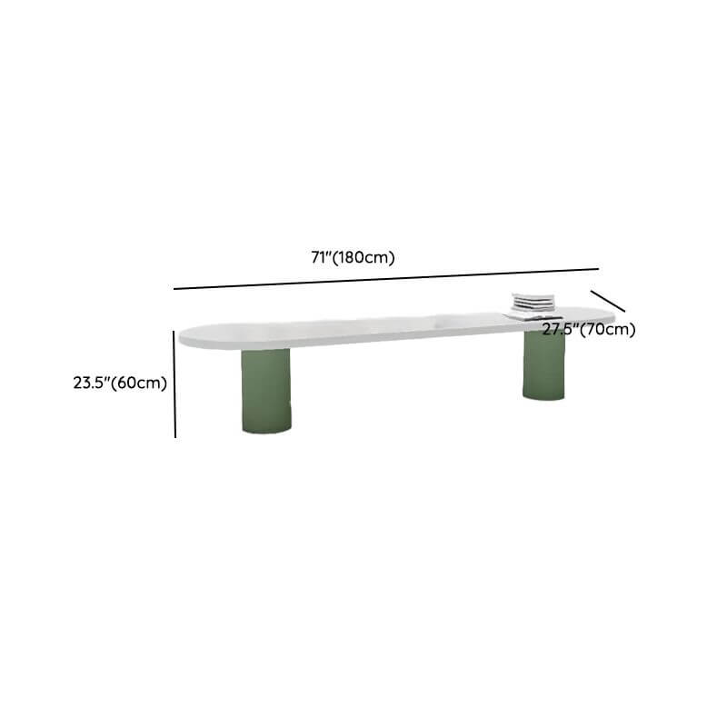 Modern Wood Writing Desk - White & Green Finish Dimensions