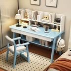 Modern Wood Writing Desk with Open Shelves and Storage - Kids Desk