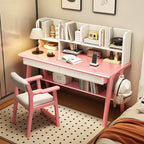Modern Wood Writing Desk with Open Shelves and Storage - Kids Desk