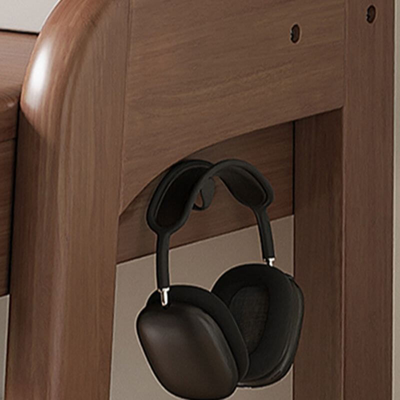 Modern Wood Writing Desk with Open Shelves and Storage Options