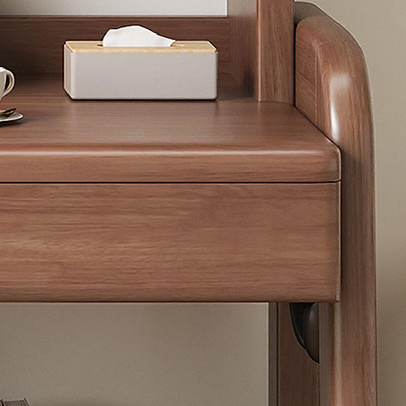 Modern Wood Writing Desk with Open Shelves and Storage Options