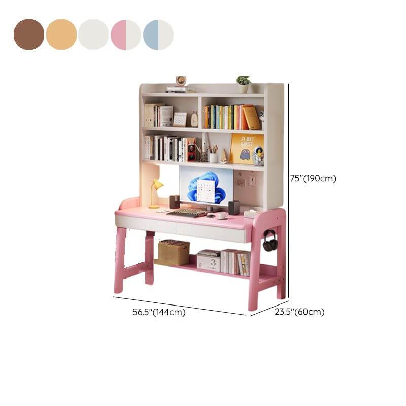 Modern Wood Writing Desk with Open Shelves and Storage Options Dimensions
