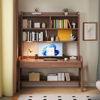 Modern Wood Writing Desk with Open Shelves and Storage Options Main Product Image