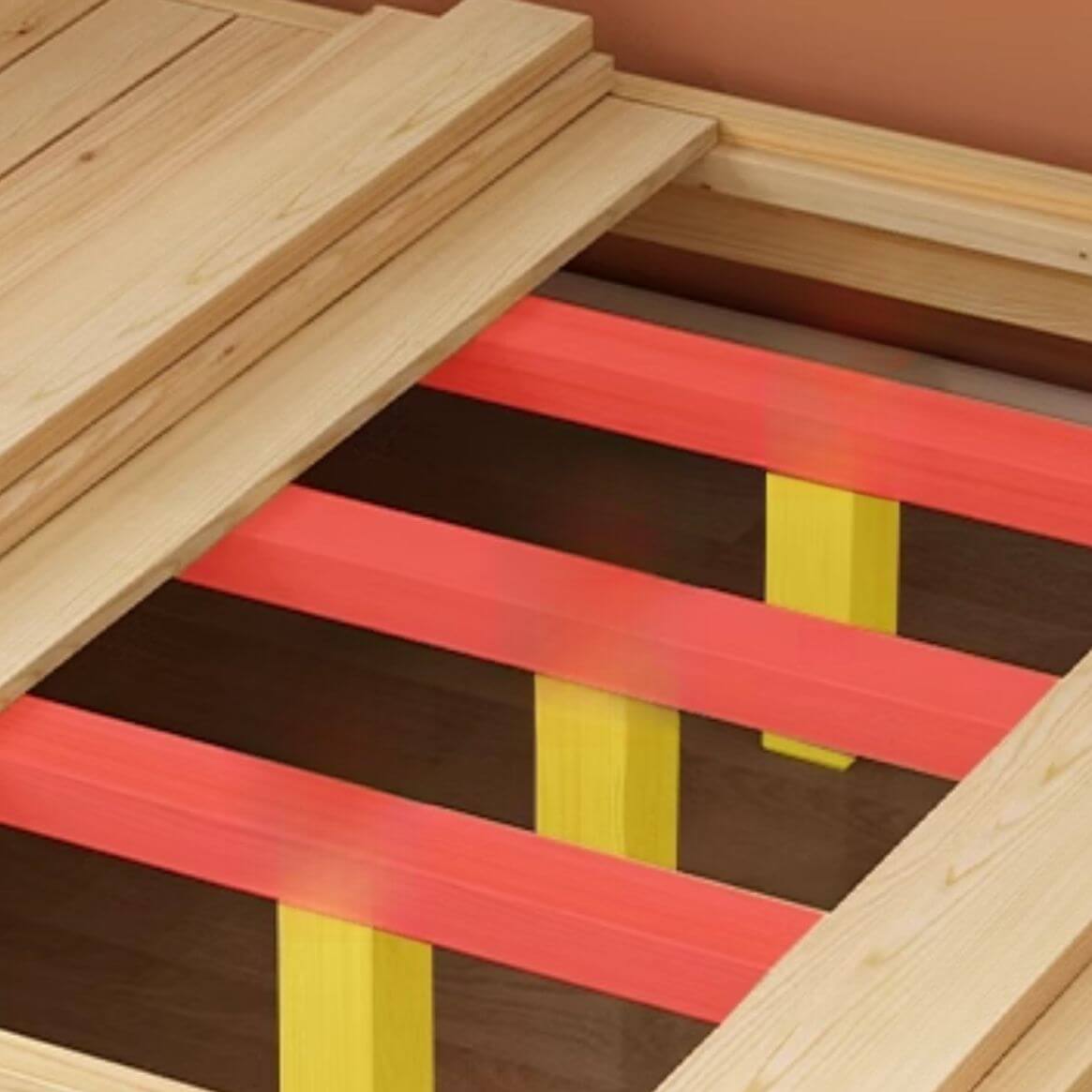 Modern Wooden Bunk Bed with Ladder and Mattress