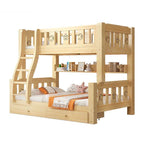 Modern Wooden Bunk Bed with Ladder and Mattress
