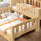 Modern Wooden Bunk Bed with Ladder and Mattress