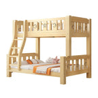 Modern Wooden Bunk Bed with Ladder and Mattress